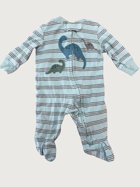💙 5 FOR $25 | CARTERS |child of mine Light Blue Striped Dino Sleeper | 3m